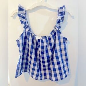 Joie blue gingham crop tank
